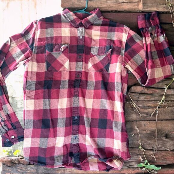 Checkered Plaid Cotton Button Down Tavern Grunge Flannel Mens XL Lumberjack - Picture 1 of 16
